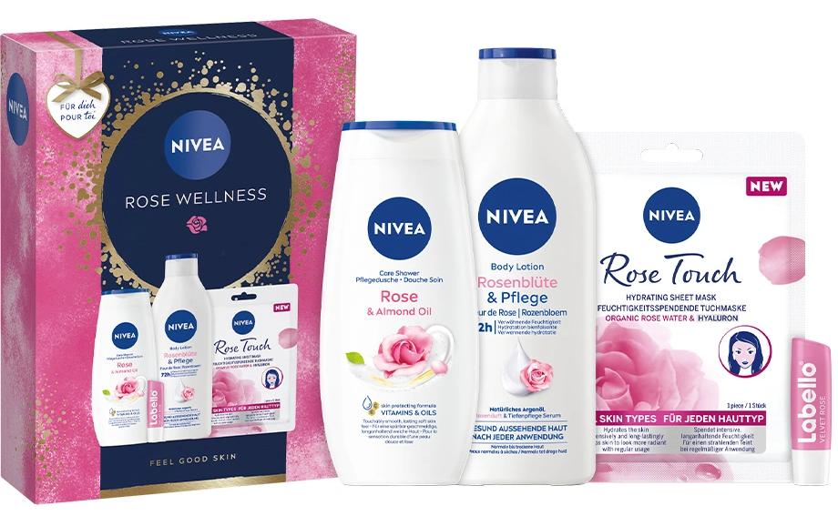 Geschenkset Rose Wellness 2024Feuchtigkeitsspendende Pflegeprodukte für Damen
