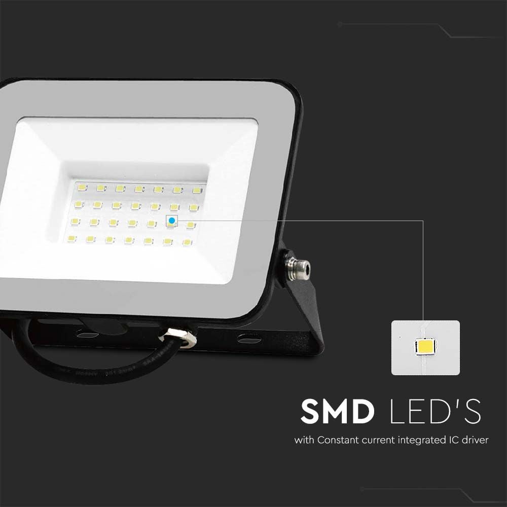 Zwarte LED-schijnwerpers - Samsung - IP65 - 30W - 2505 lumen - 4000K - 5 jaar