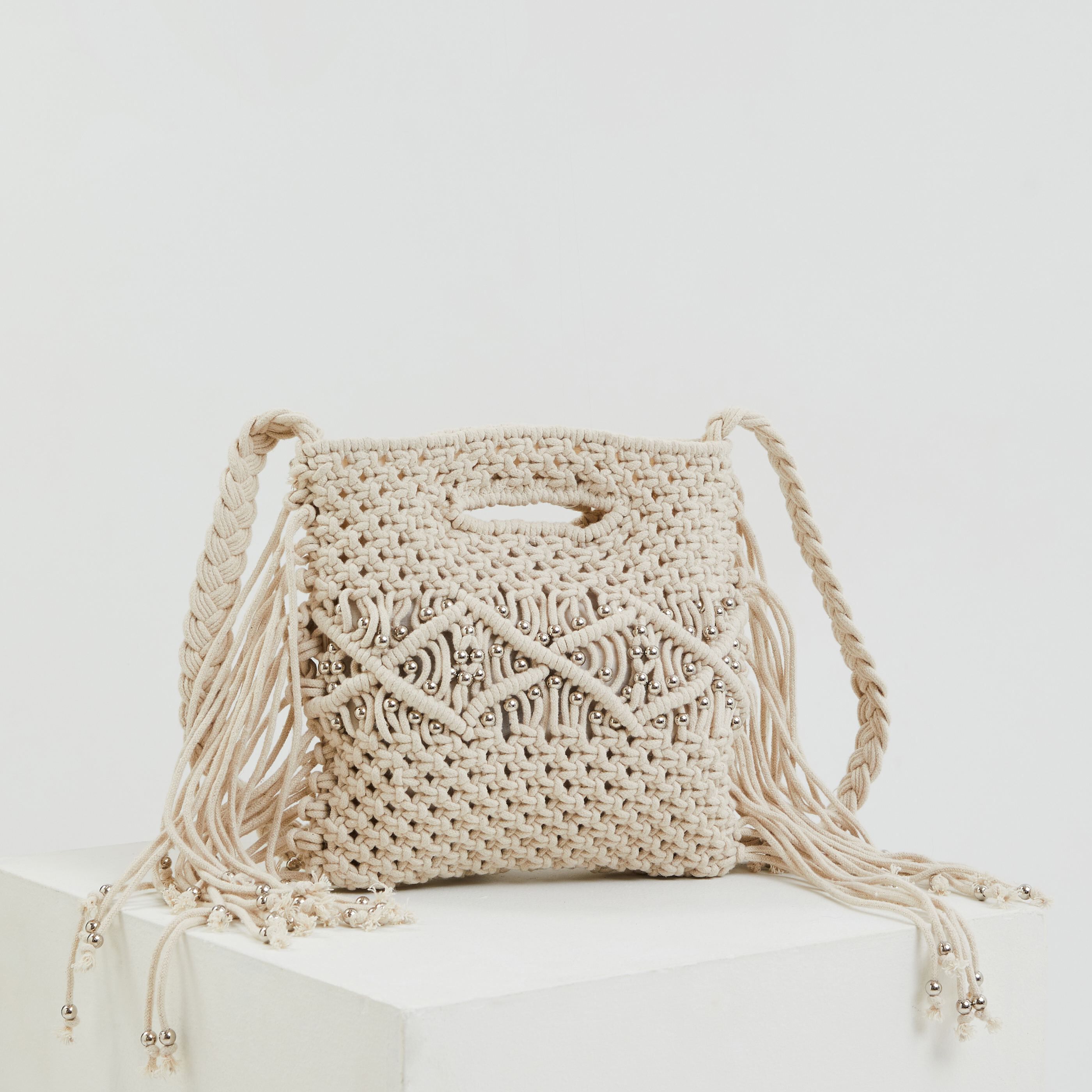 Sac bandoulière en crochet femme - ECRU