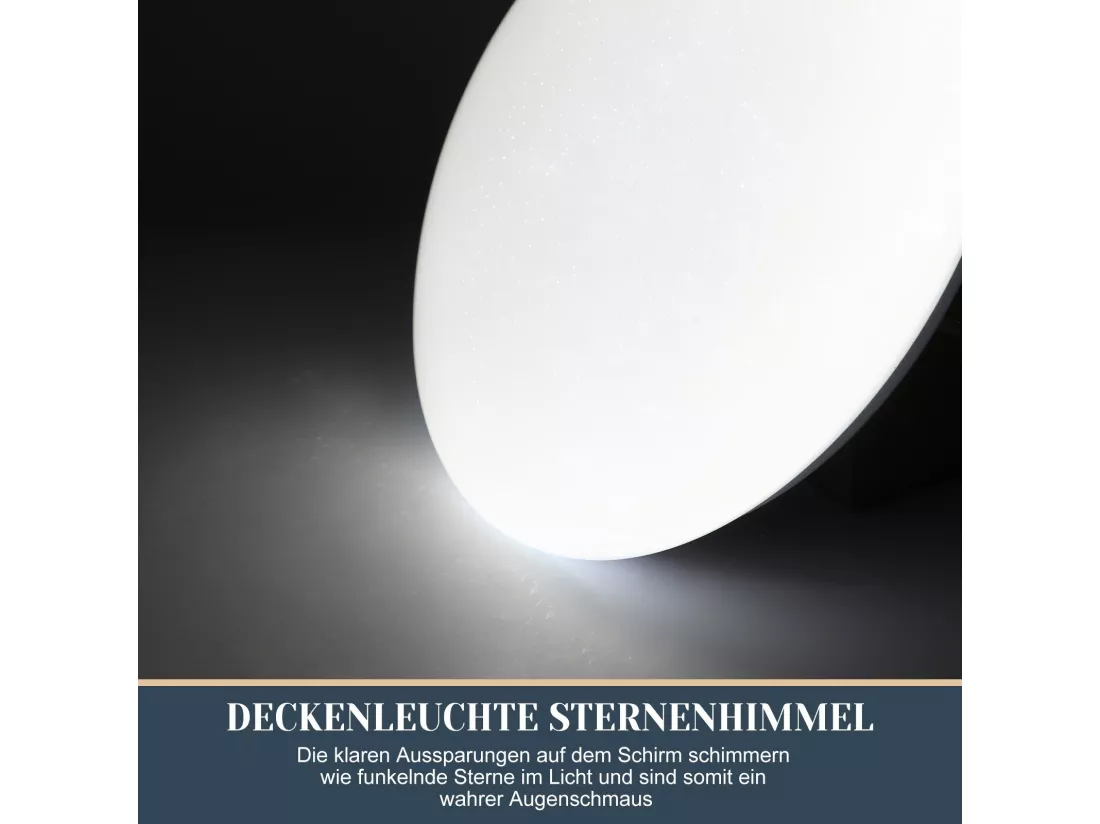 NETTLIFE Plafonnier LED 12W, 6000K, 25cm Blanc Neutre Éclairage de Plafond Ciel Étoilé Lampe de Couloir Ronde pour Chambre d'Enfant Salon