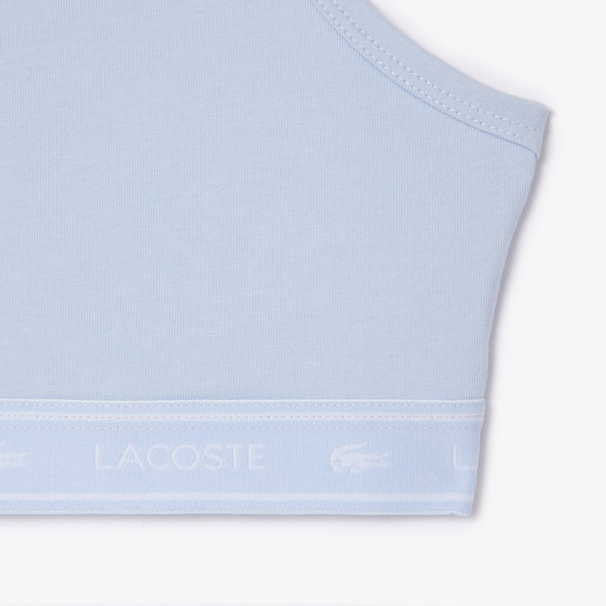 Brassière avec bande siglée en coton stretch Brassières - Bleu - Lacoste - Femme