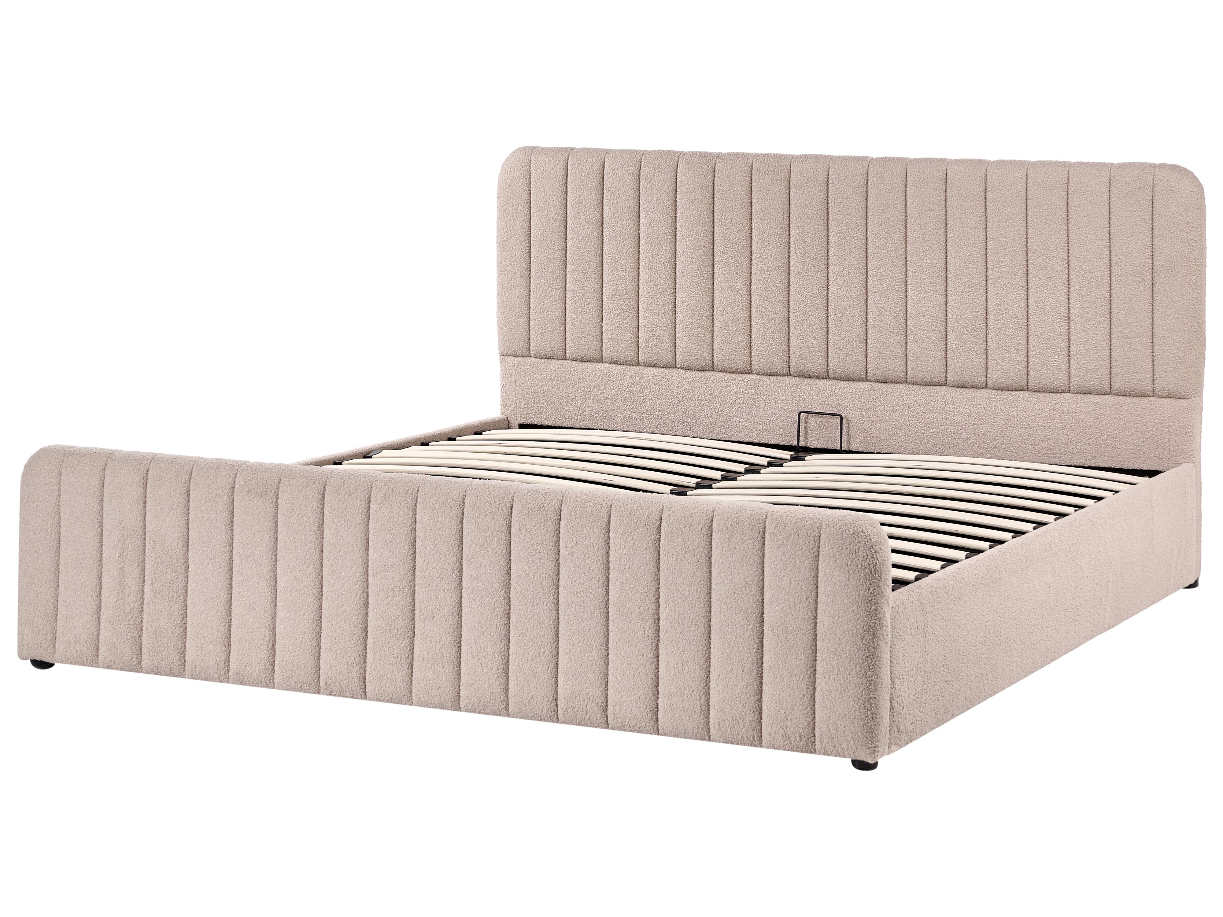Bed met opbergruimte Bouclé LUNAN 180 x 200 cm Beige