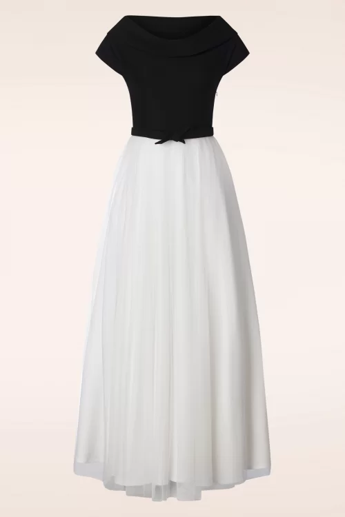 Vintage Diva  Fremont maxi jurk in zwart en wit