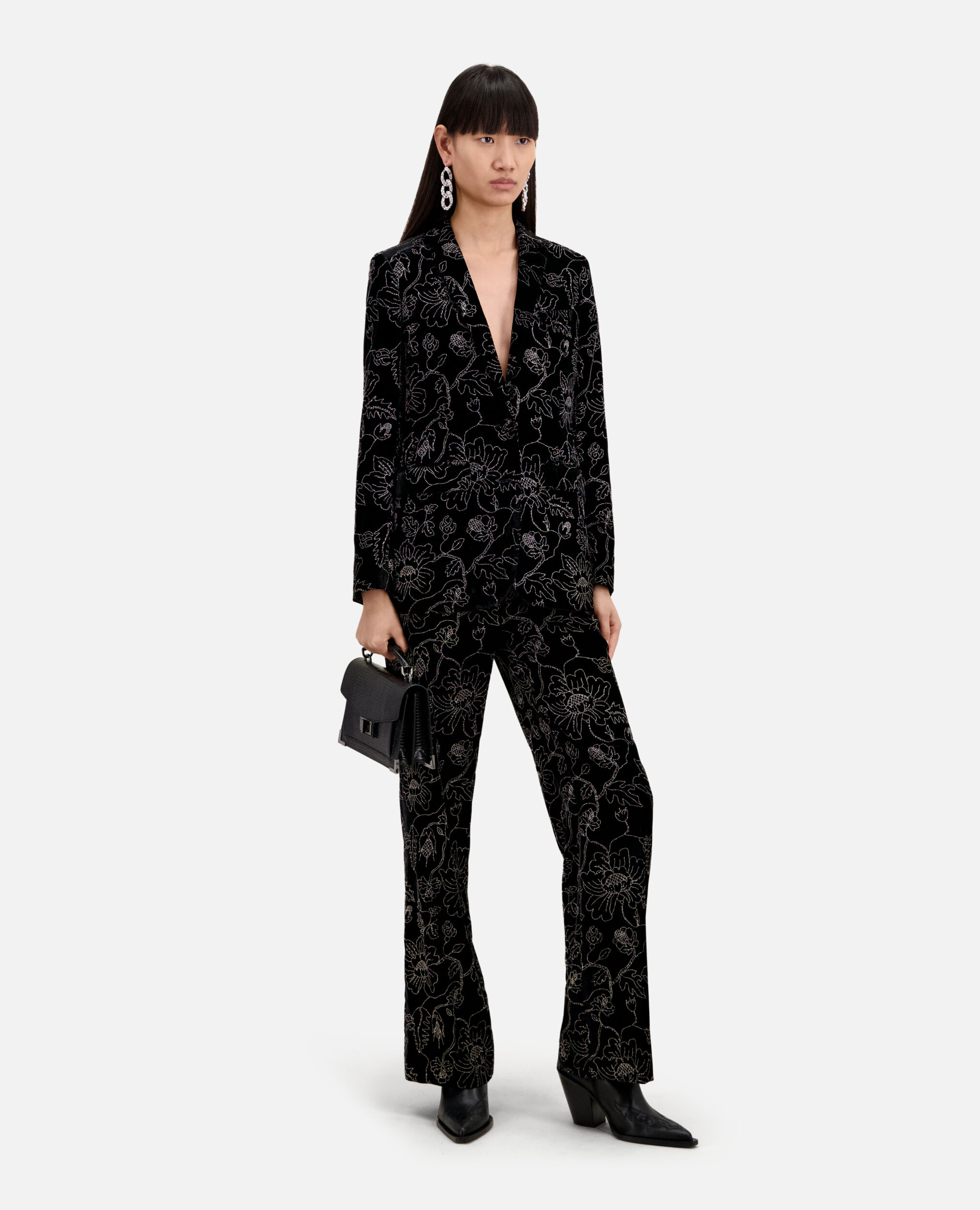 Black velvet suit jacket