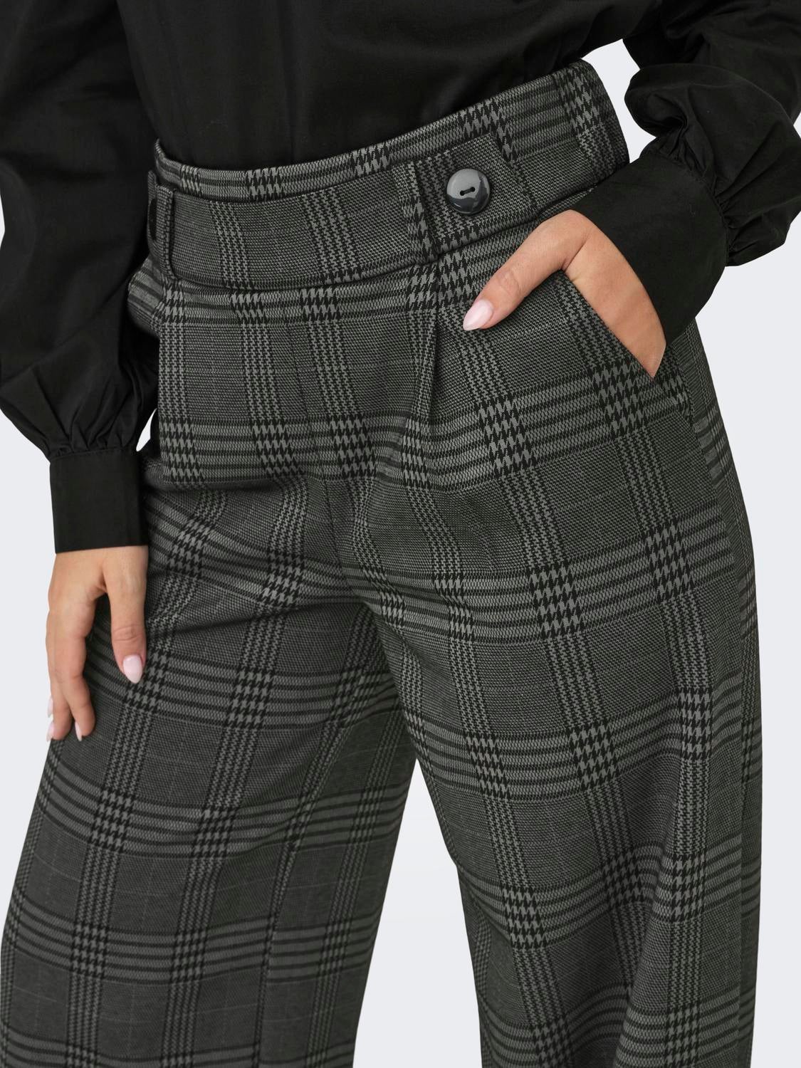 JDYGEGGO Mittlere Taille Weiter Beinschnitt Hose Granite Grey