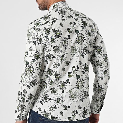 Chemise Manches Longues Beige Clair Vert