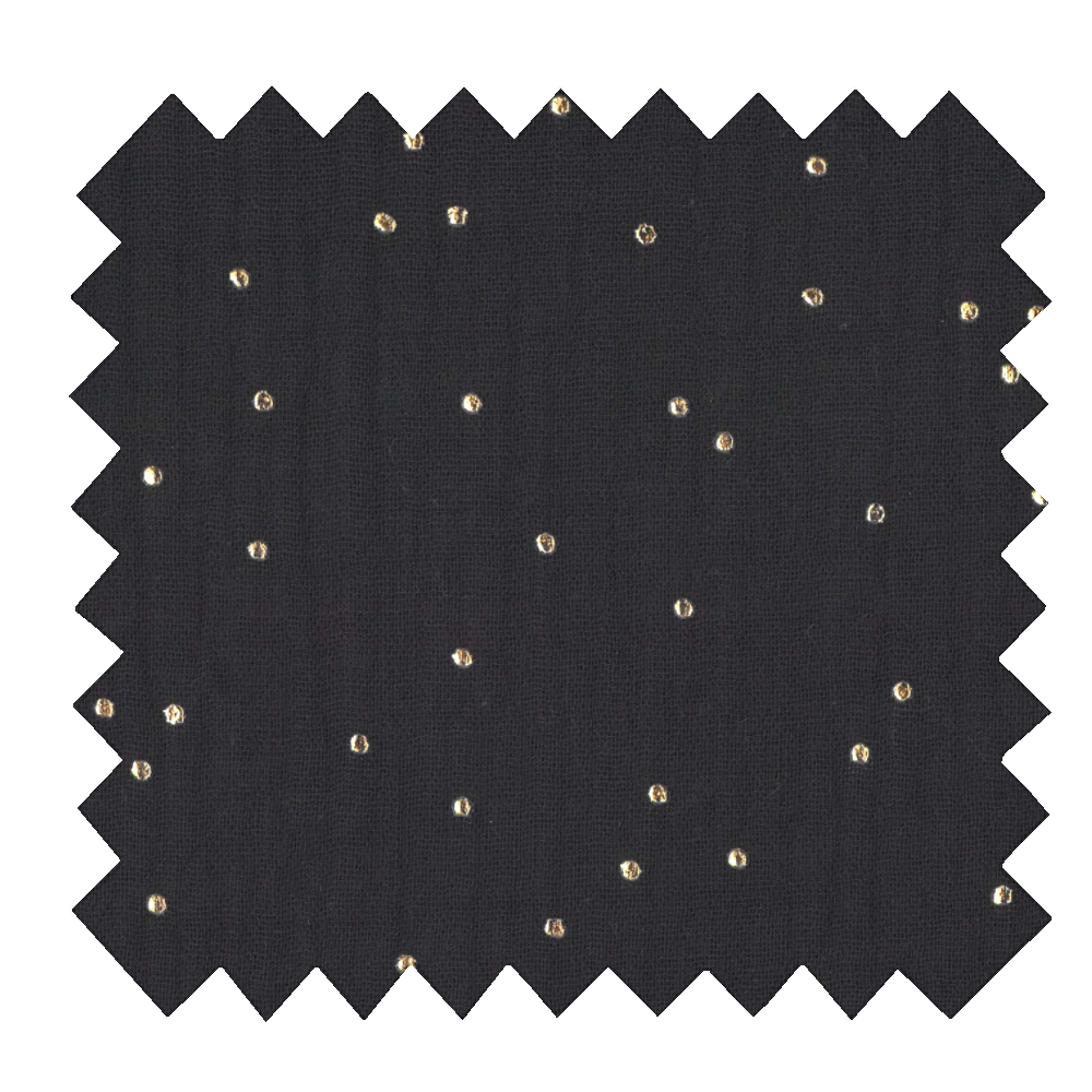 Tissu Coton Au Mètre Ex2270 Gaze Pois Or Noir