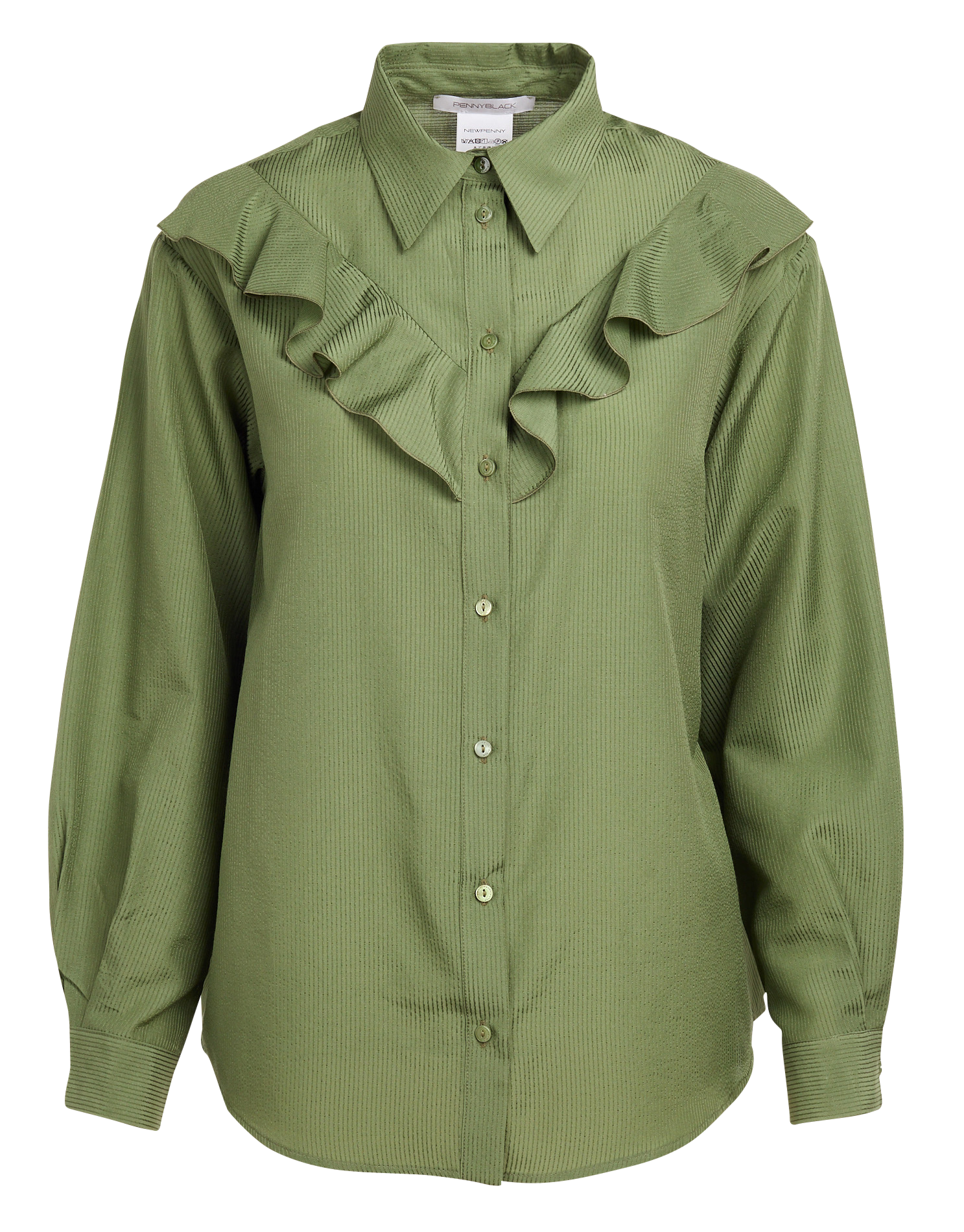 Chemise col classique en coton et soie | Kaki
