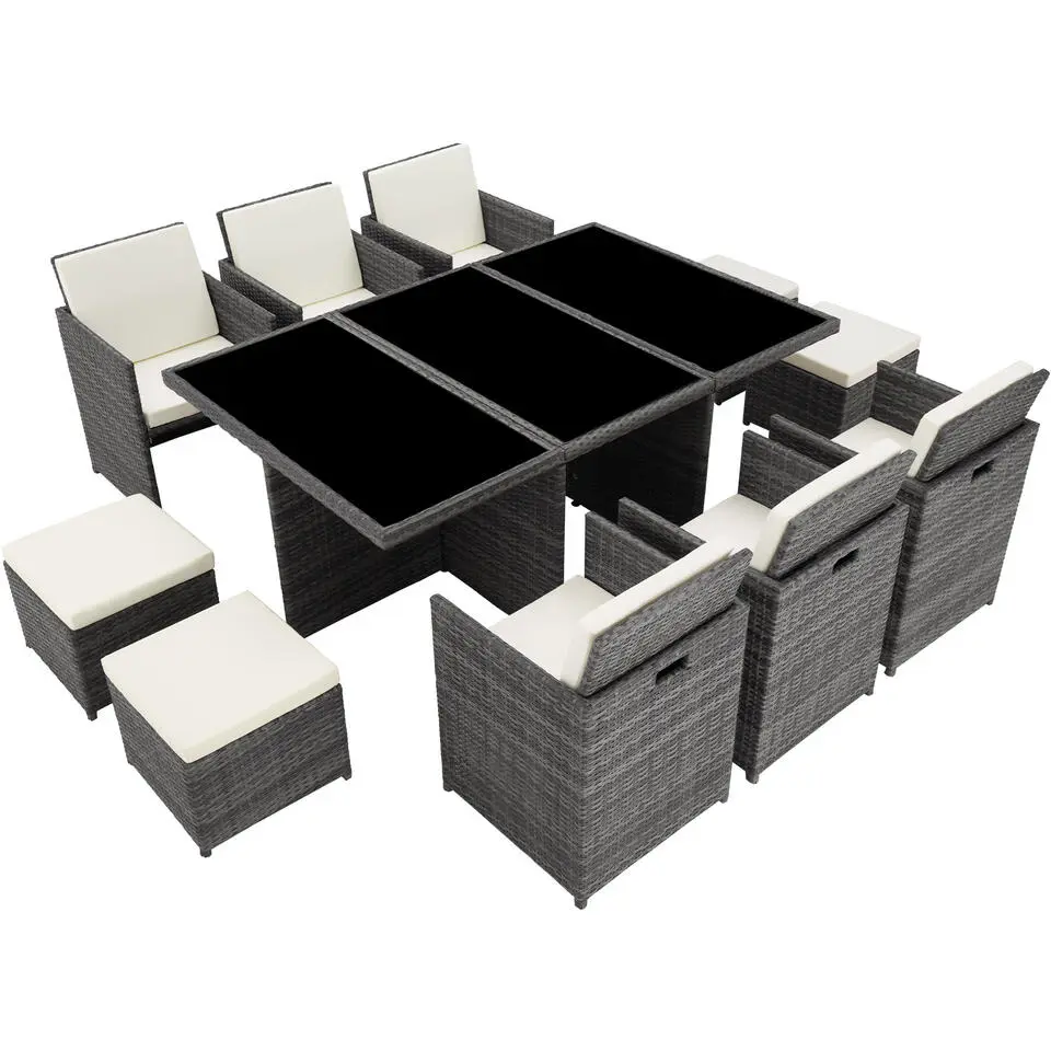 tectake - tuinset New York - wicker - grijs