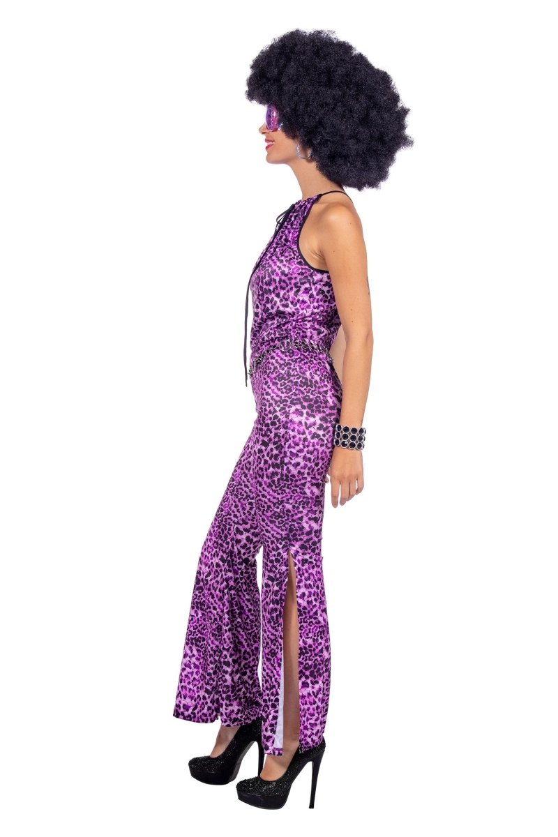 Disco 70S Jumpsuit Paars Dames Panterprint