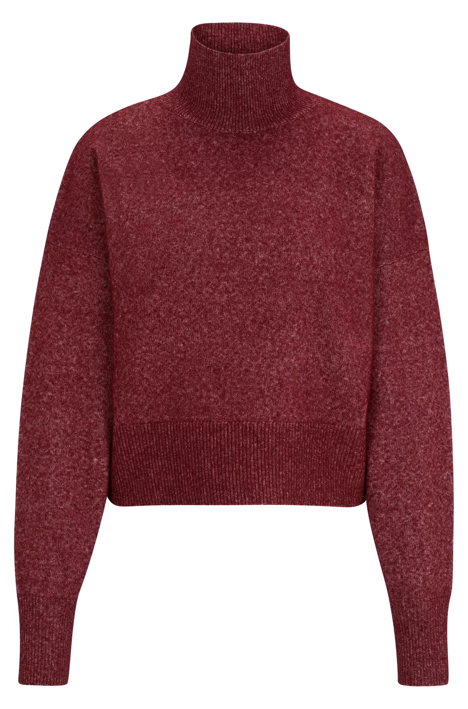 Suéter HUGO vermelho de modelagem ampla com gola alta.