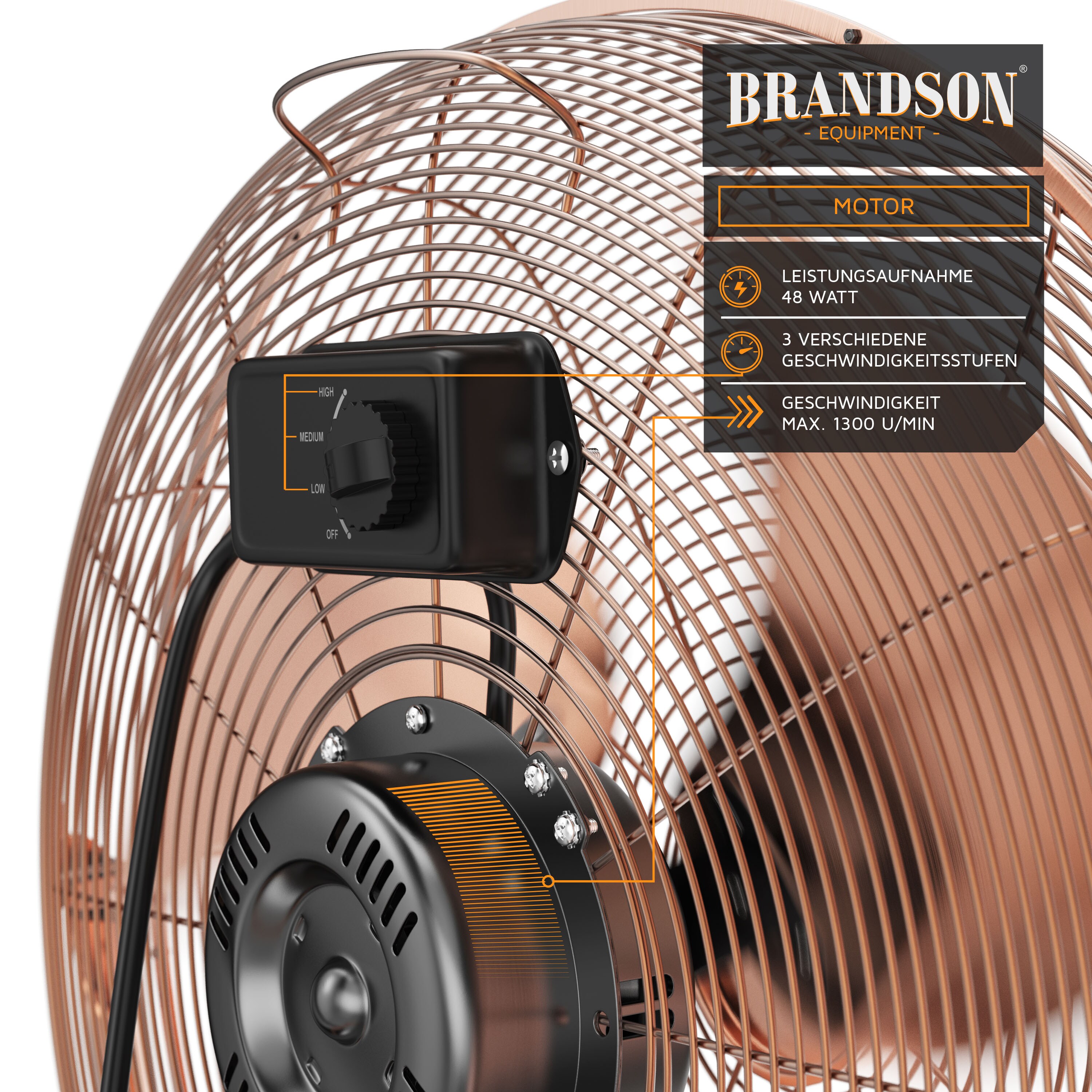 Brandson Windmaschine Retro Stil, Ventilator, Standventilator 30cm, Tischventilator Bodenventilator, hoher Luftdurchsatz robuster Stand
