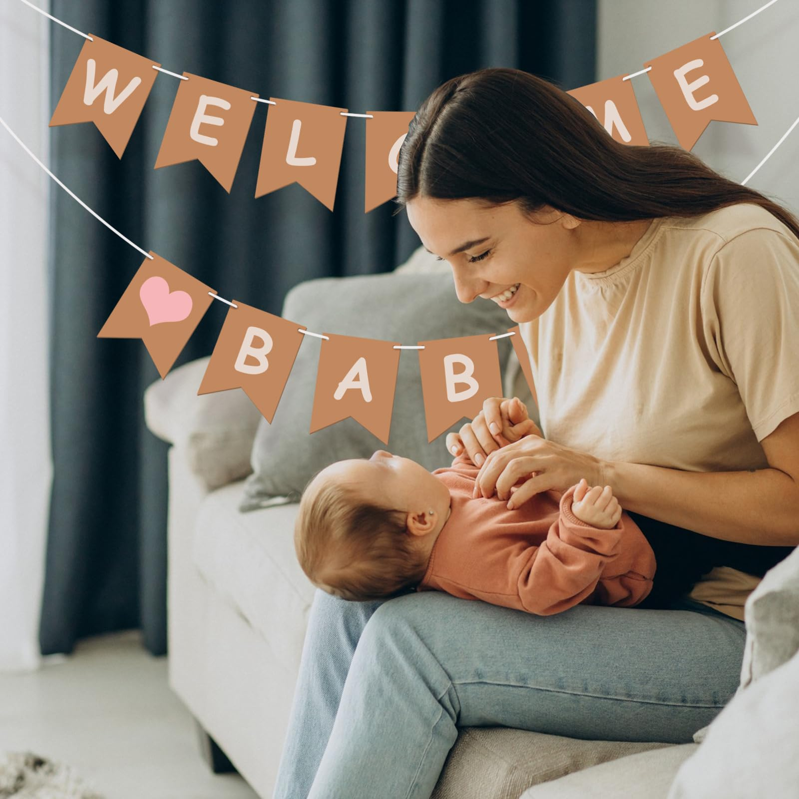 (485cm) Baby Shower Girlande Welcome Baby Gender Reveal Party Dekoration - Rosa