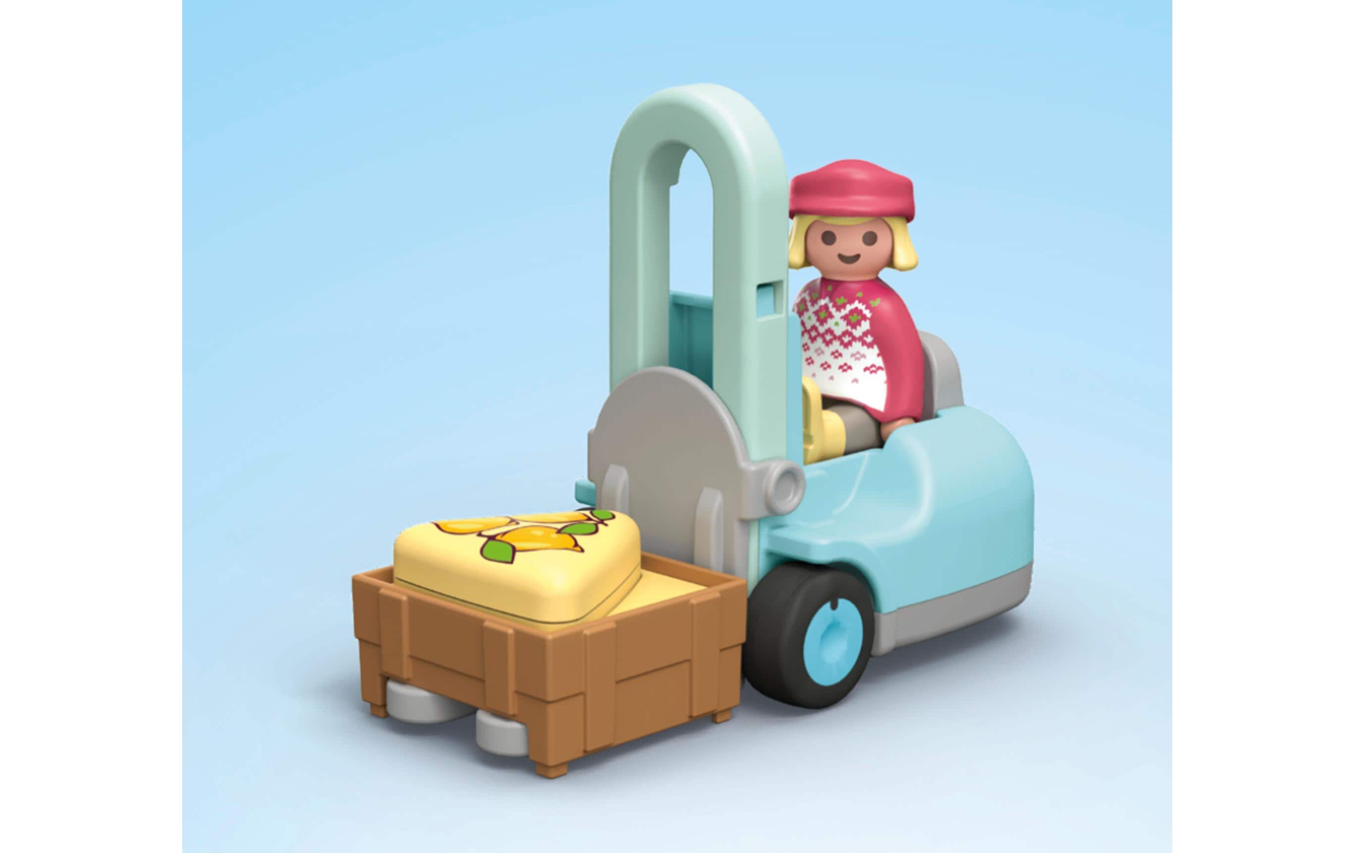 Junior Bio-Marktstand & Gabelstapler 71691Nachhaltiges Spielset aus pflanzenbasiertem Kunststoff