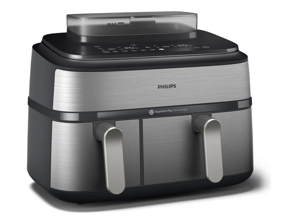 Philips Series 5000 NA555 - Dobbelt varmluftssteger - 9 liter - 2.75 kW - sølv