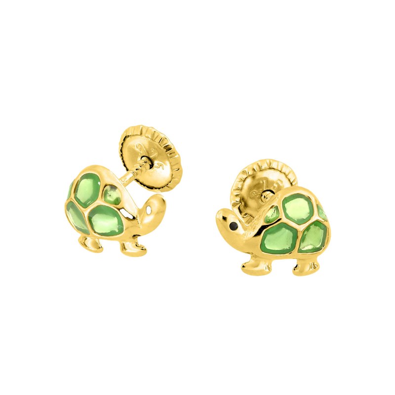 Boucles d'oreilles Enfant - Or 18 Carats - Tortue