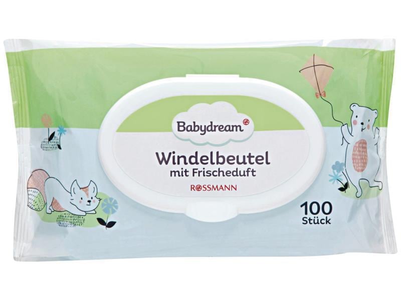 Babydream Windelbeutel Einweg 2 x 100 Stück Windelbeutel mit Frischeduft