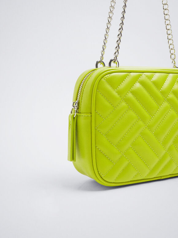 Bolsa acolchoada com corrente - Verde