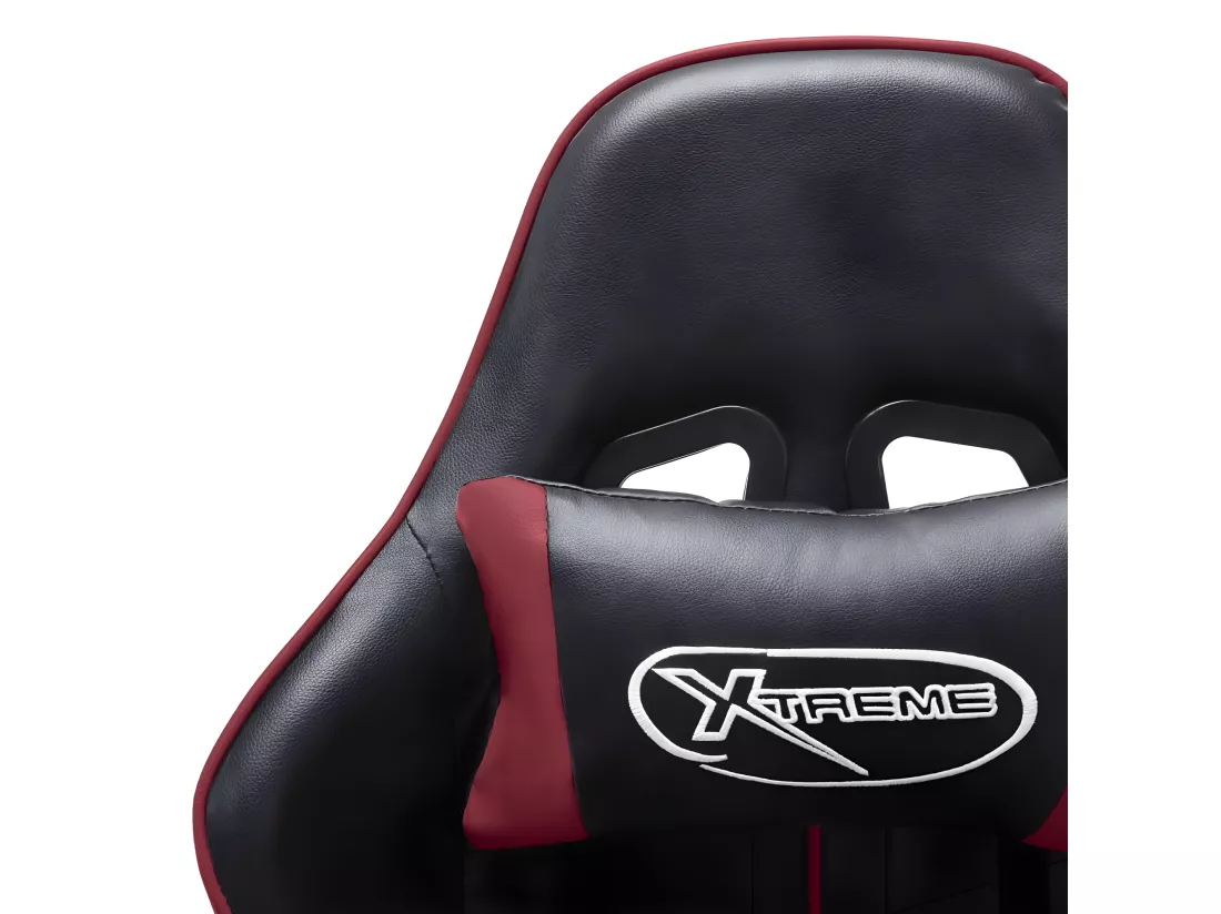 Chaise de jeu avec repose-pied Noir et bordeaux Cuir artificiel