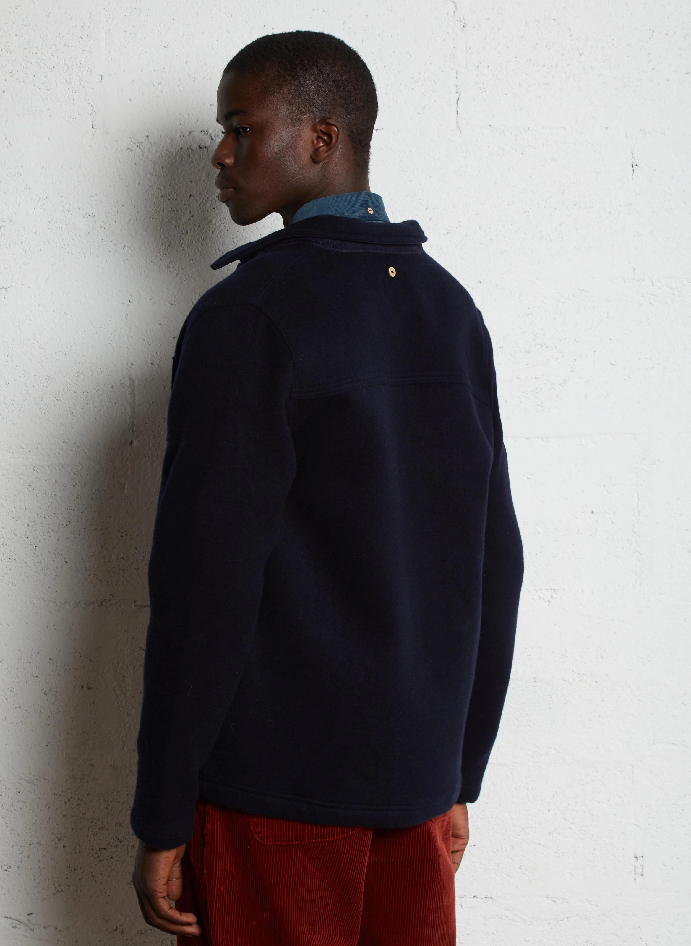 LORGE - Veste col classique en laine mélangée | Bleu