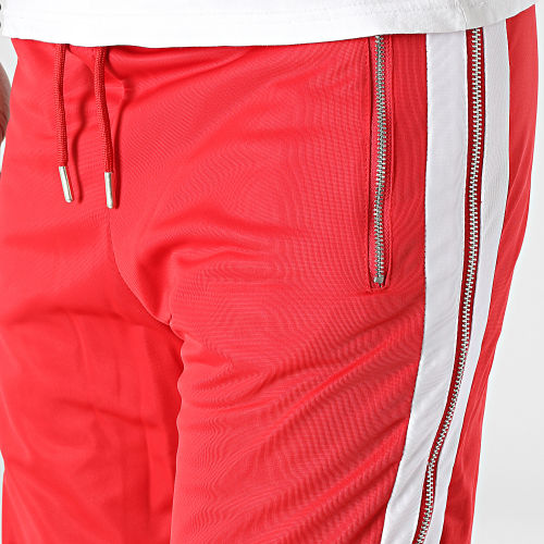 Pantalon Jogging A Bandes LL725 Rouge Blanc