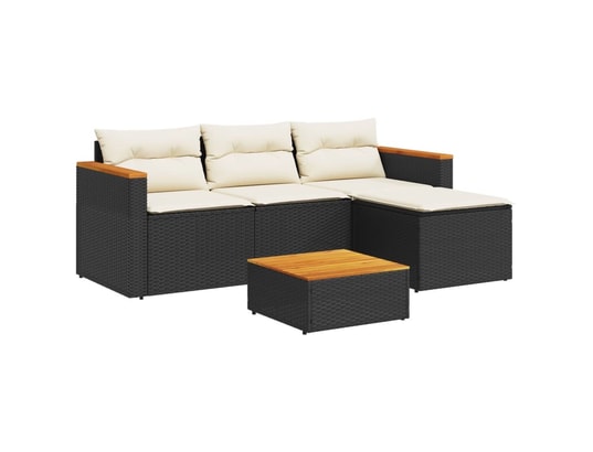 VIDAXL - Salon extérieur Salon de jardin 3 pcs avec coussins noir résine tressée