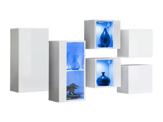 Ensemble meubles de salon SWITCH SBIV – Blanc brillant – LED intégrées & système Push to Open