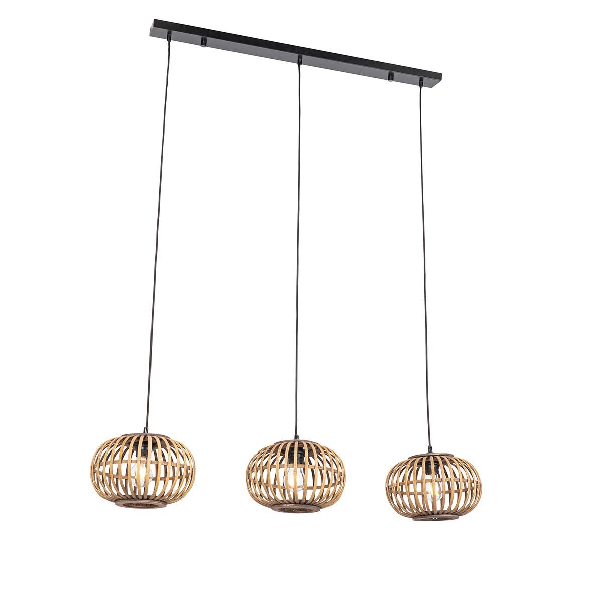 Oosterse hanglamp bamboe 3-lichts langwerpig - Amira
