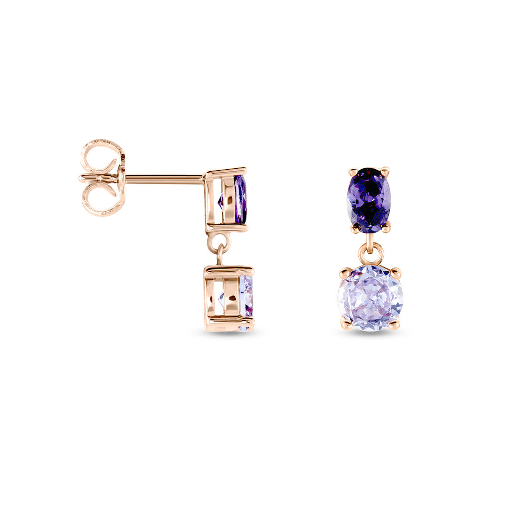 Boucles D'oreilles Pendantes Argent Rose Brenna Oxydes De Zirconium