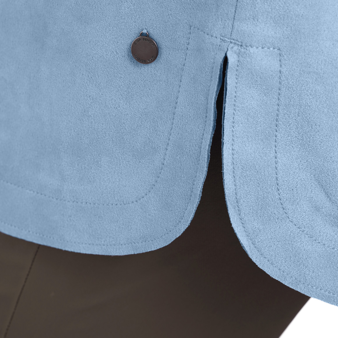 Gina Benotti Damen Veloures-Overshirt mit zwei Taschen hellblau