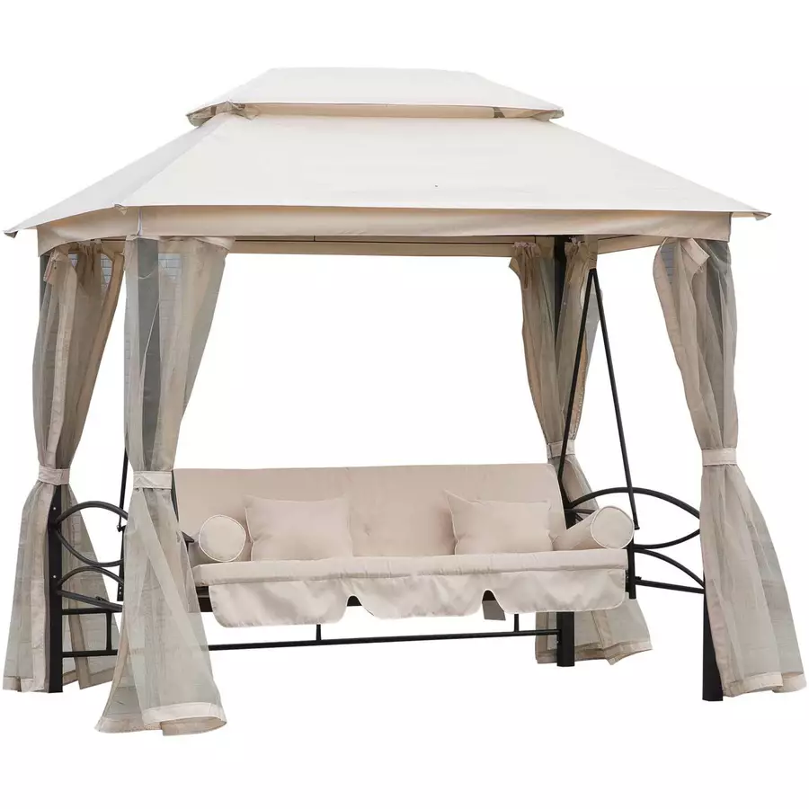 Outsunny Hollywoodschaukel mit Seitenwänden beige, schwarz