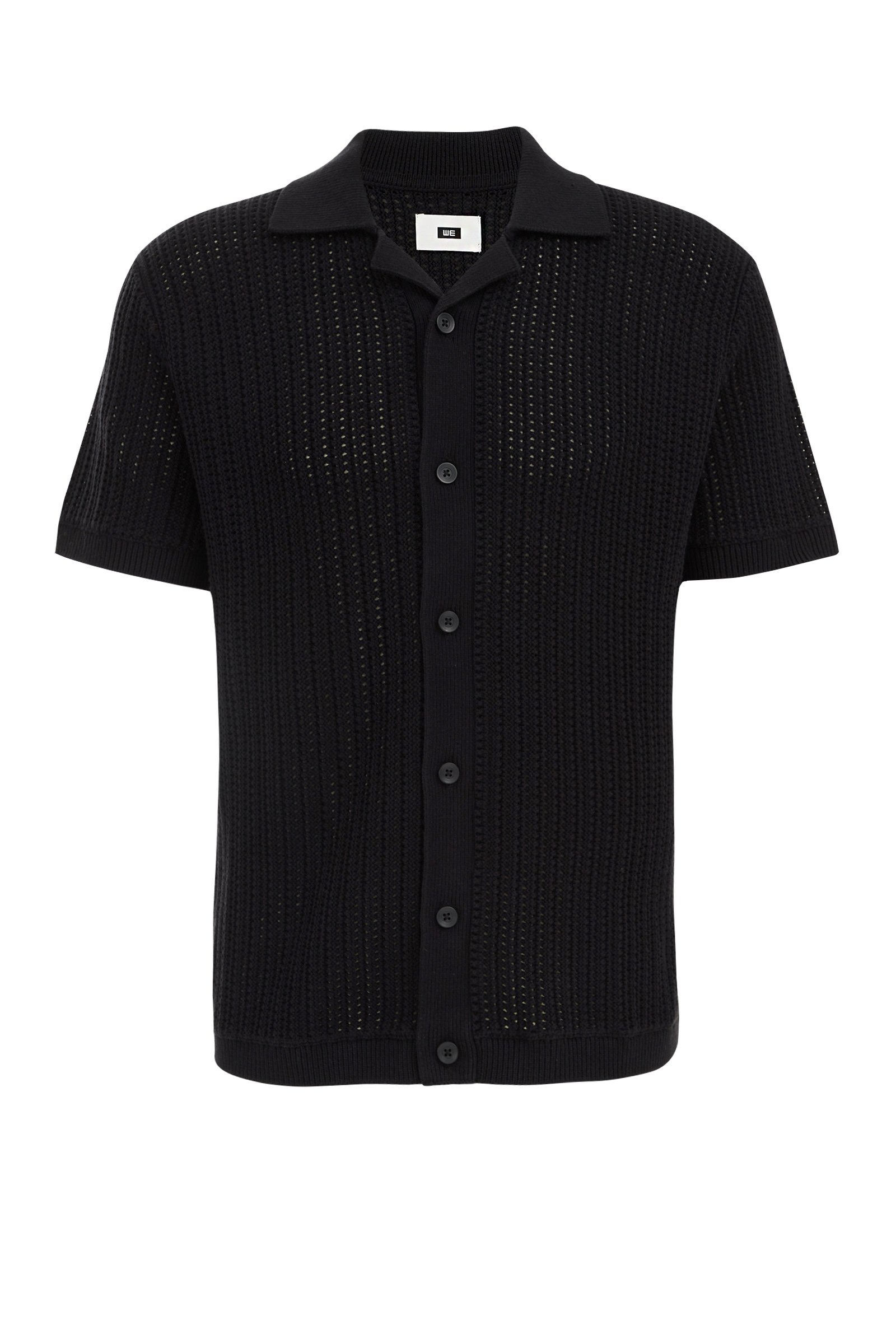 polo met opengewerkt dessin WE Fashion Zwart