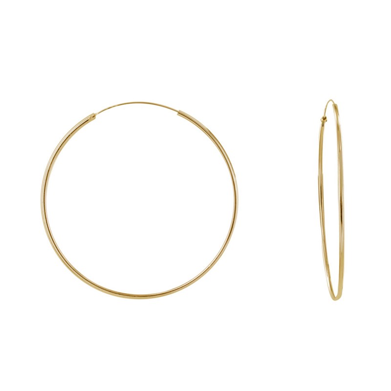 Boucles d'Oreilles Plaqué Or Fines Créoles 6cm