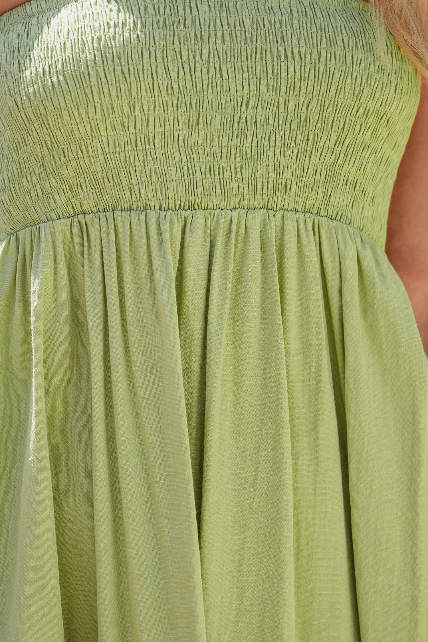 Jupe midi avec taille à smocks vert lime