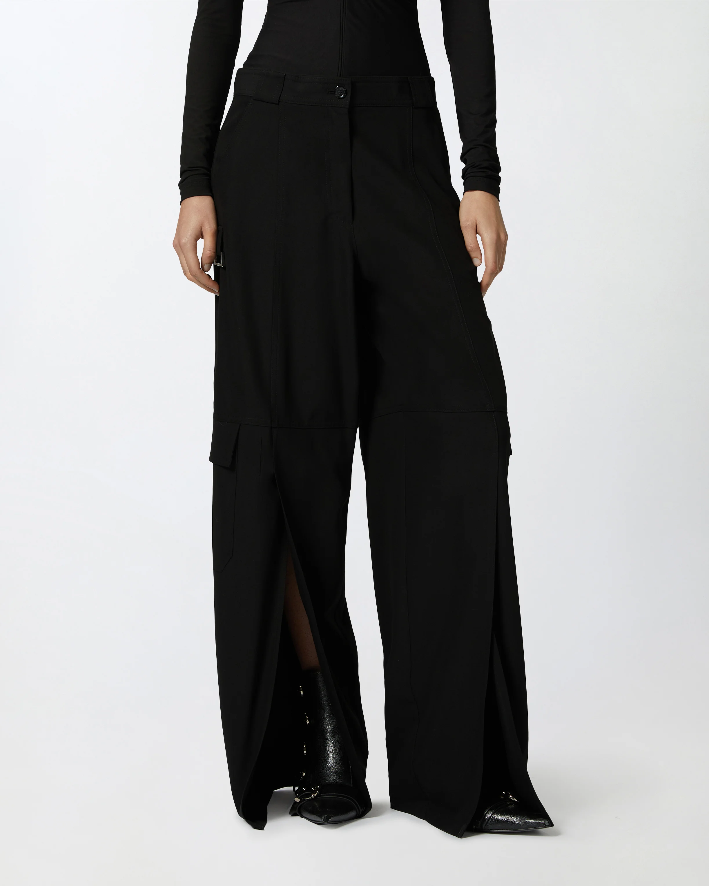 Pantalon cargo large et fluide | Noir
