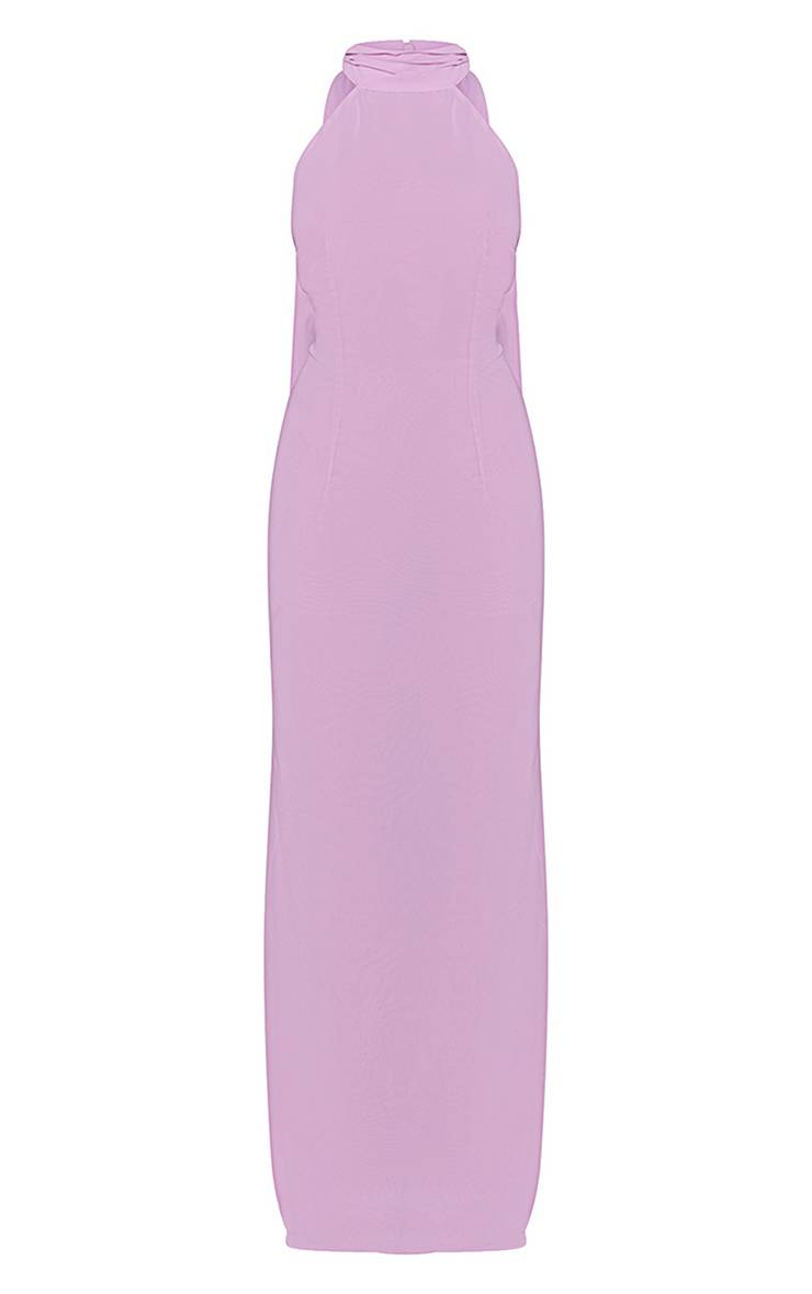 Lilas Robe Longue En Mousseline À Col Licou