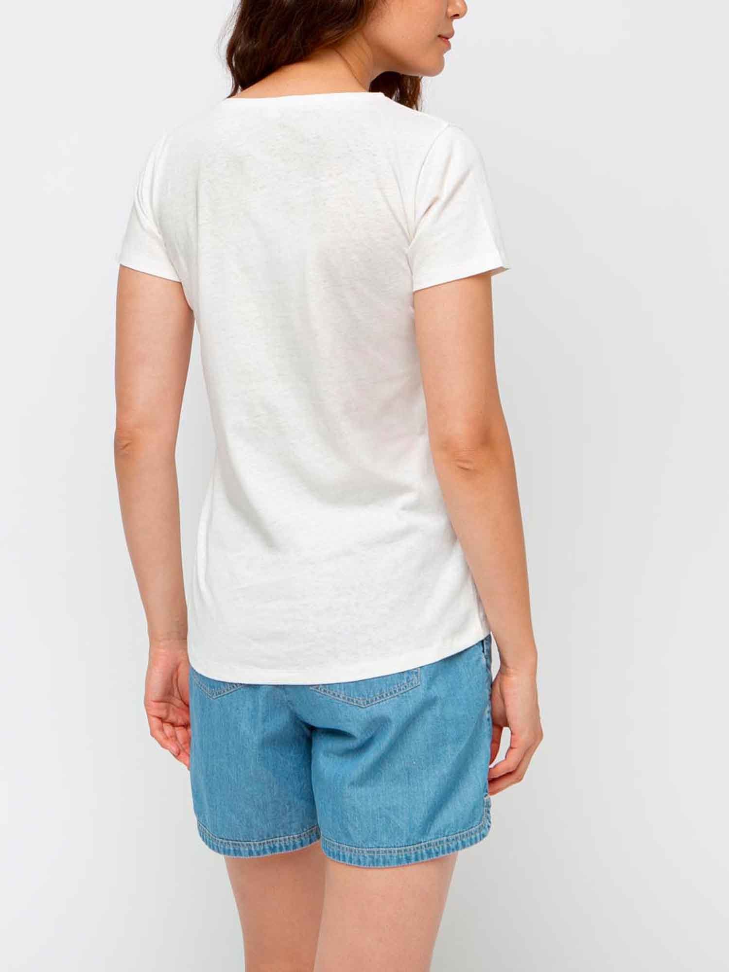 Tee Shirt Femme Coton et Lin Blanc
