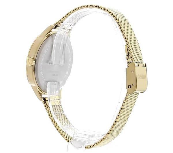 Hugo Flash Light Gold Mesh Strap Watch Womens