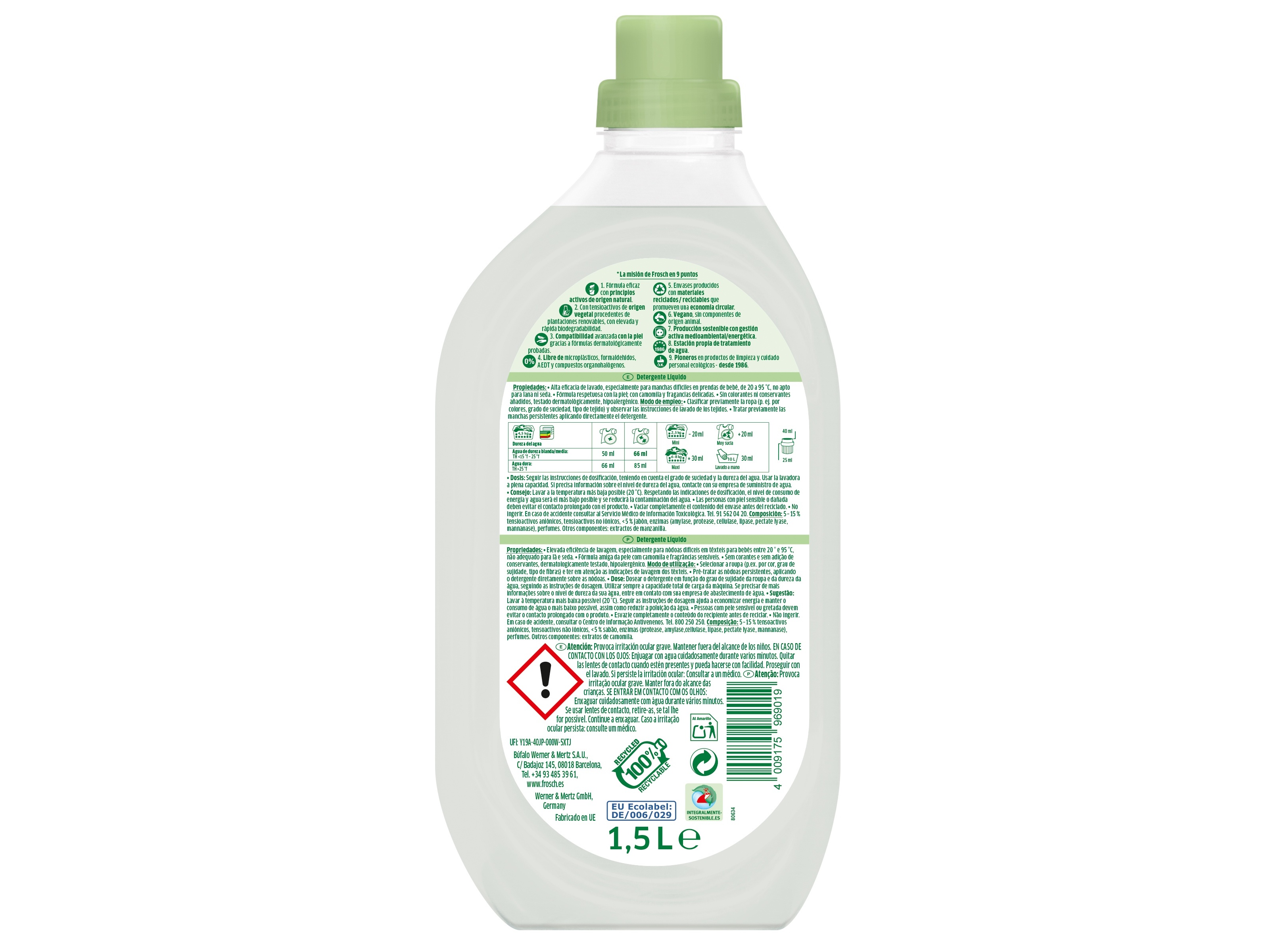 DETERGENTE ROUPA MÁQUINA LÍQUIDO FROSCH BABY 22D