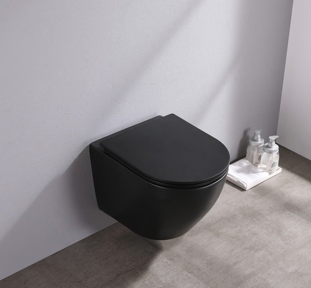 Geberit UP100 toiletset met Saniclear Itsie mat zwarte toiletpot randloos met softclose zitting