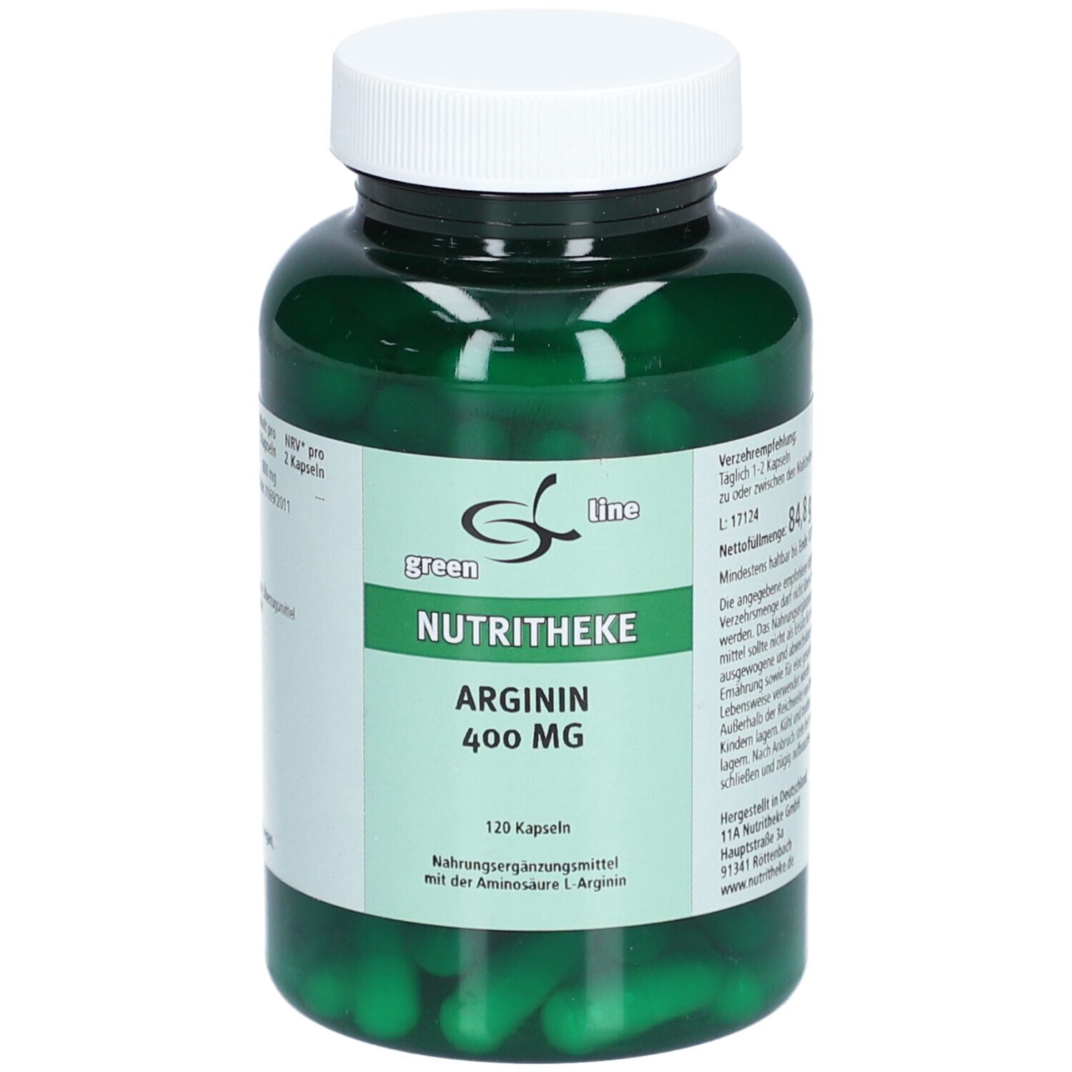 greenline NUTRITHEKE ARGININ 400 mg Kapseln