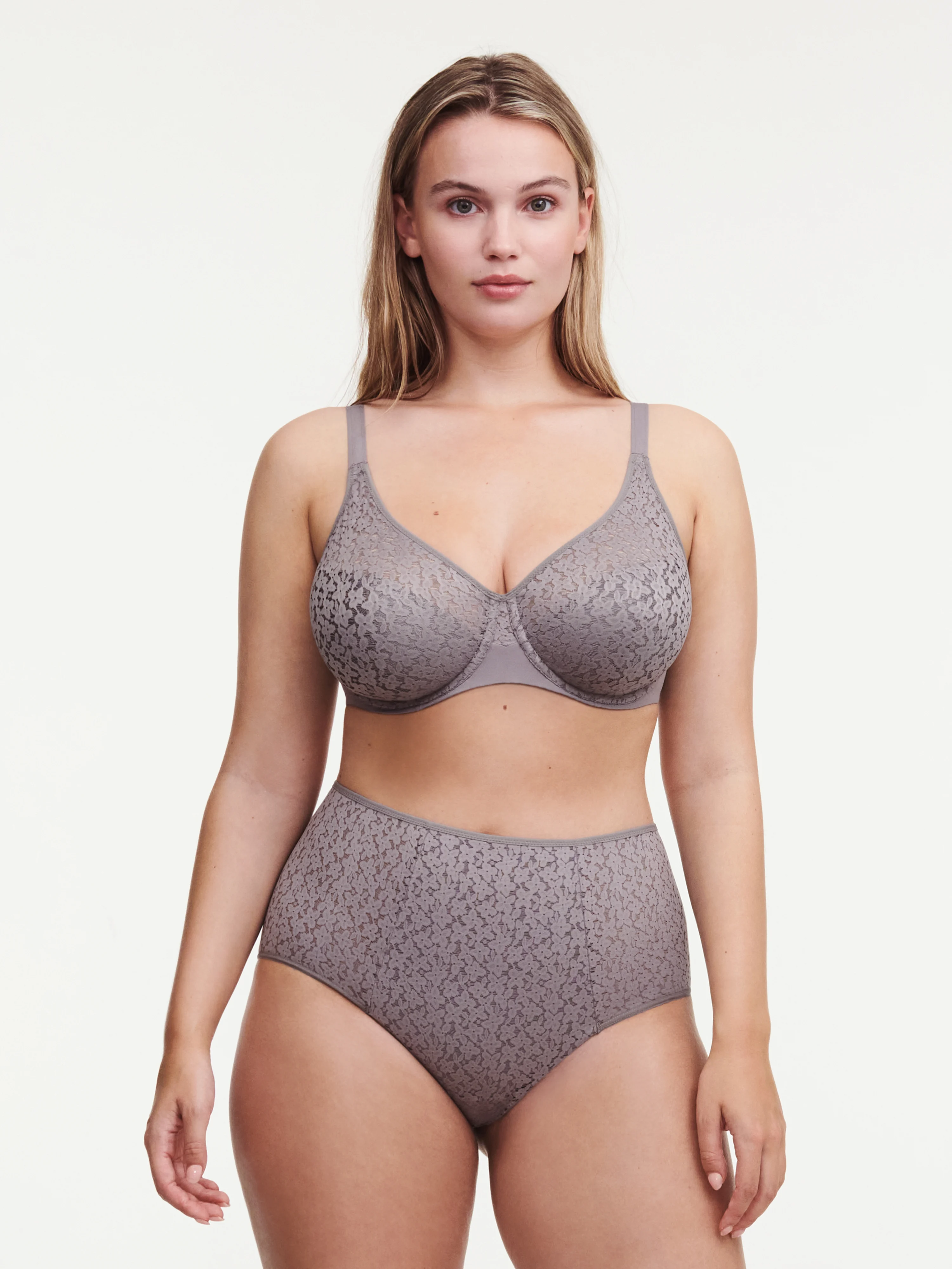 NORAH - Culotte taille haute en dentelle | Gris