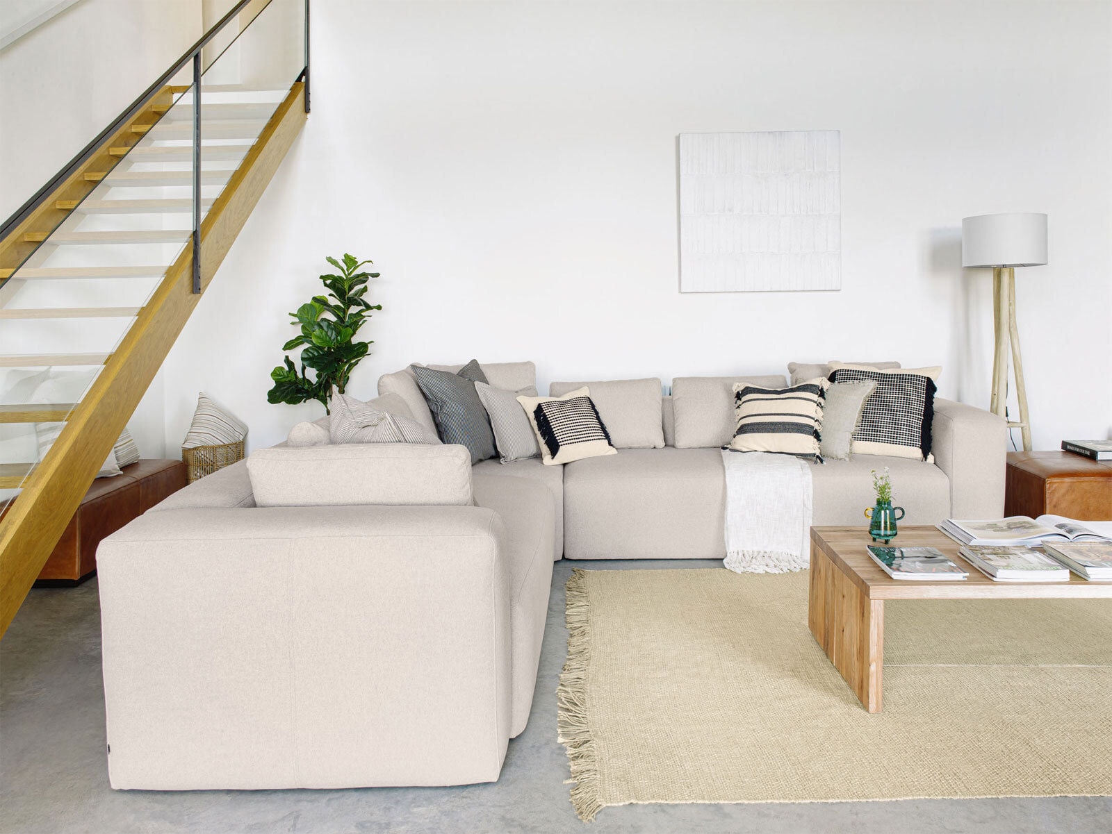 Kave Home Ecksofa BLOK 4-Sitzer 290 x 290 cm beige