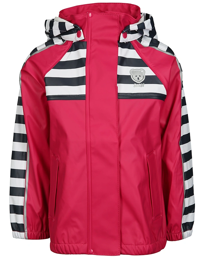 Regenjacke RAGLAN STRIPED mit abnehmbarer Kapuze in pink