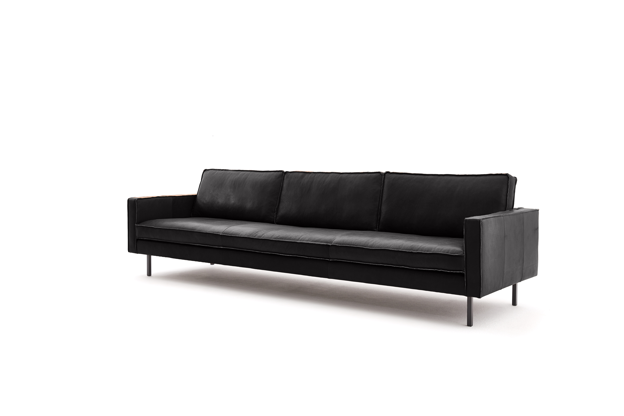 Loods 5 Design 4,5-zitsbank Slimm Leer Outside 4,5 Zits - 290 cm | PGC Sauvage Black | Poten: Zwart