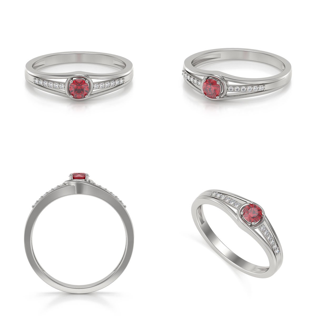 Bague Rubis et diamants sur Argent 925 2.295grs