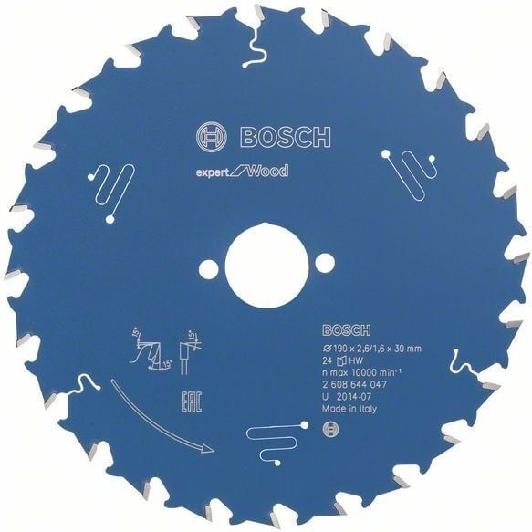 Bosch - 2608644047 - Cirkelzaagblad - 190 X 30 X 24T - Hout - Carbide