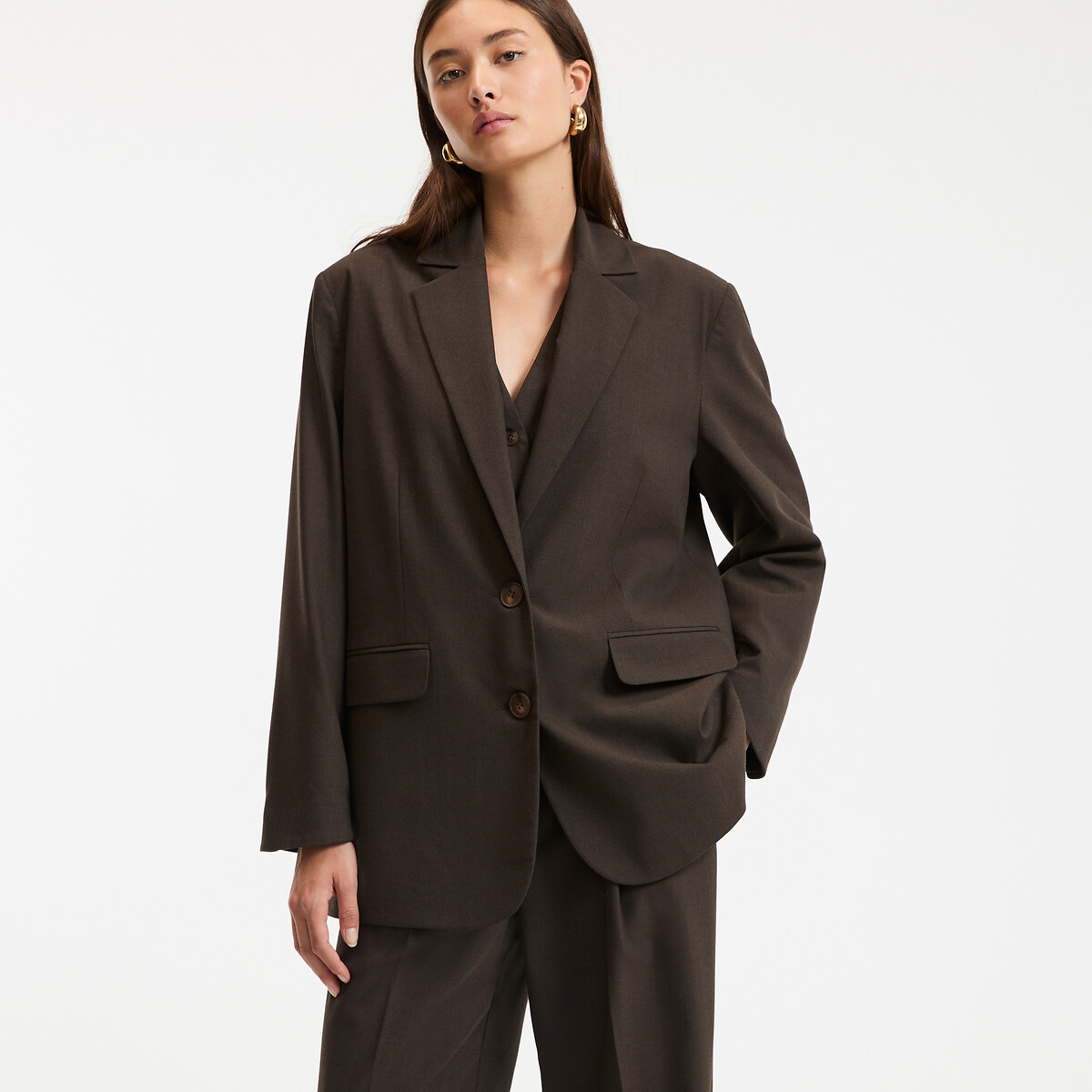 COLEÇÕES LA REDOUTE<br>Blazer longo, folgado e oversized, assinatura CLÉANDRE