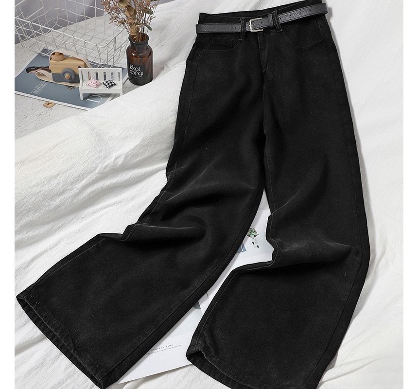 DREE - High Waist Washed Wide Leg Jeans