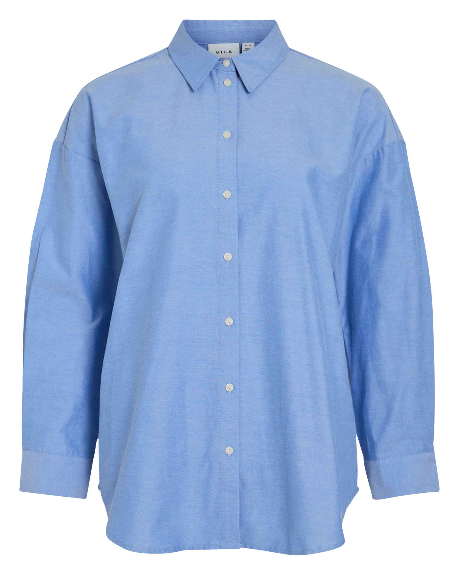 DRISA - Chemise droite oversize en coton mélangé | Bleu